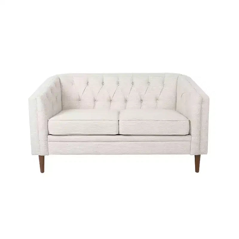GDFStudio Jelm Contemporary Tufted Birch Wood Loveseat
