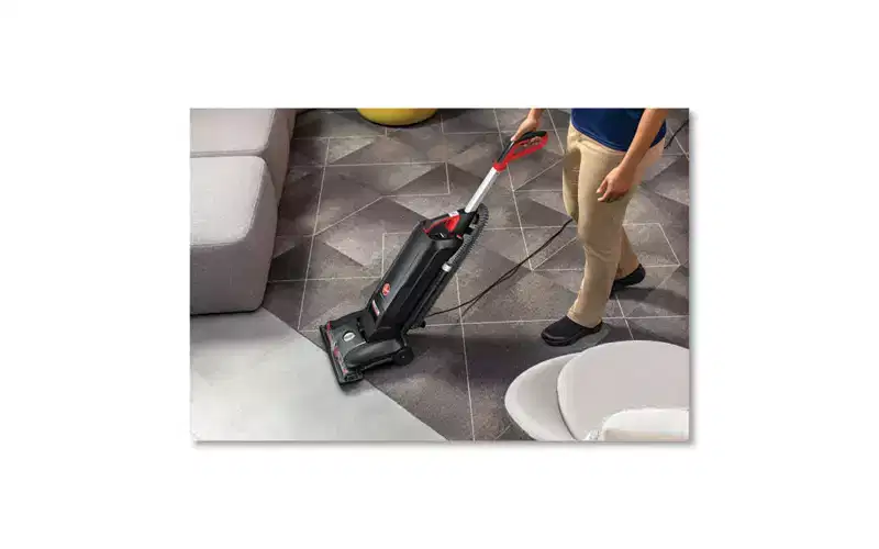 Hoover Commercial Task Vac Hard Bag Lightweight Upright Vacuum, 14 Cleaning Path, Black