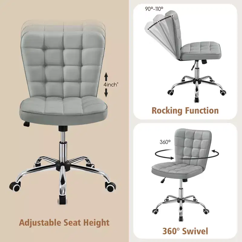 Yaheetech Modern Mid-back Office Chair Armless Desk Chair