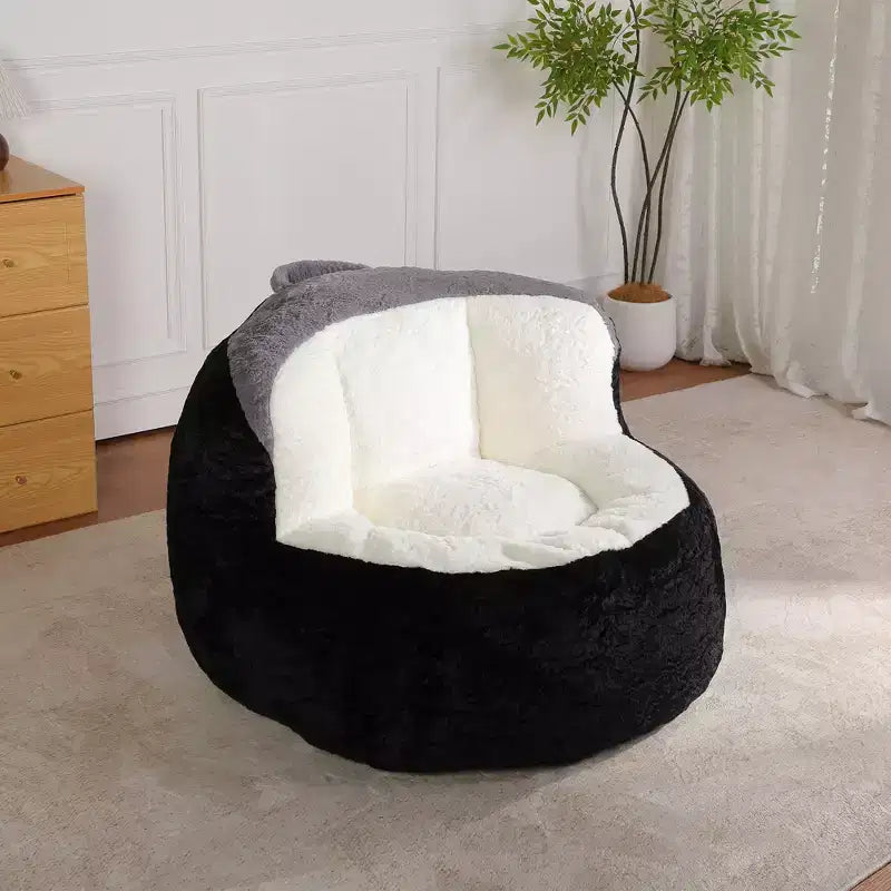 Oversized Bean Bag Chairs,Multicolor Faux Fur Couch Filled with Shredded Sponge,Large Lounger Sofa For Living Room,No Assembly Required