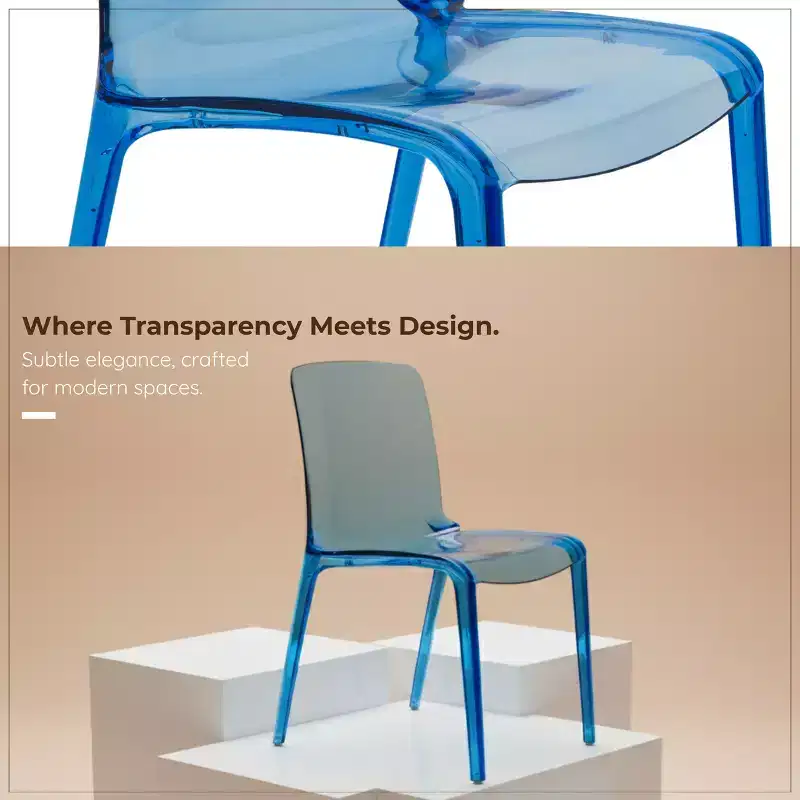 LeisureMod Murray Mid-Century Modern Dining Chair - Waterfall Edge Design Acrylic, Ergonomic and Stackable, Set of 4