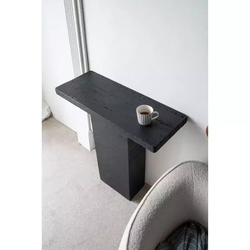 Black Rectangular Coffee Table with Pedestal Base 35.5x14x35.5