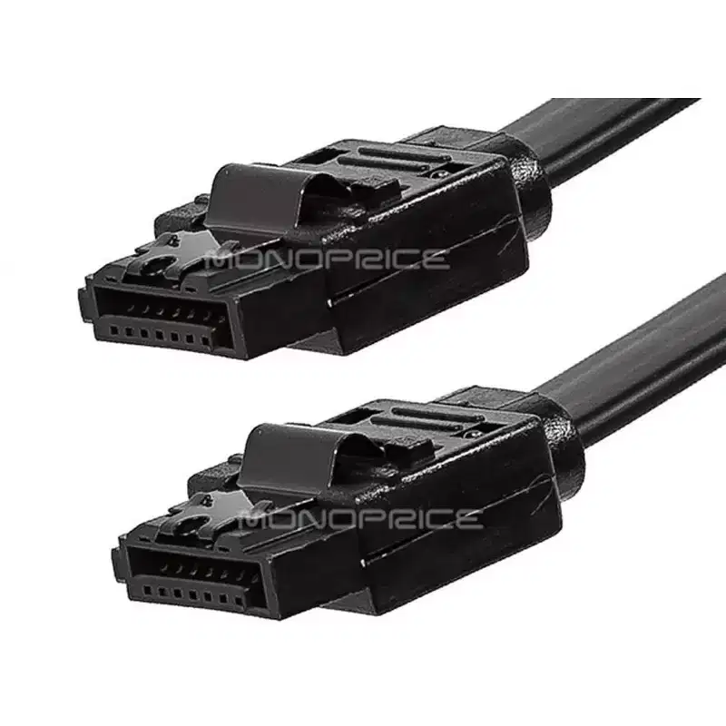 Monoprice DATA Cable - 2 Feet - Black | SATA 6Gbps Cable with Locking Latch, data transfer speeds of up to 6 Gbps