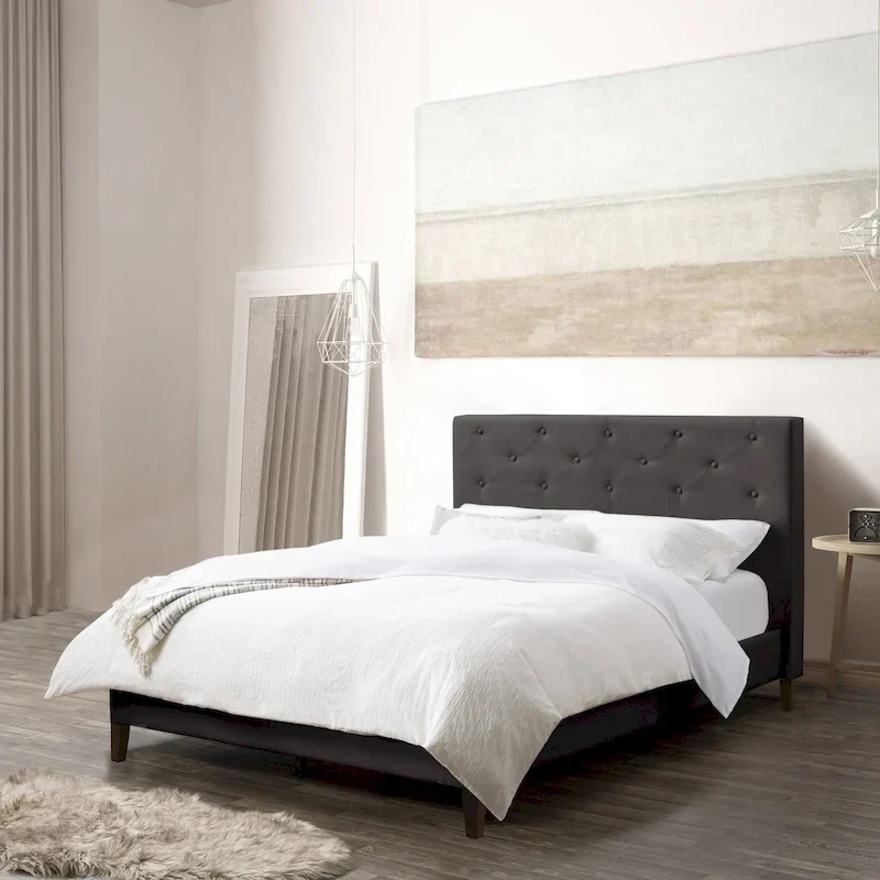Nova Ridge Upholstered Button-Tufted Bed Frame, Full