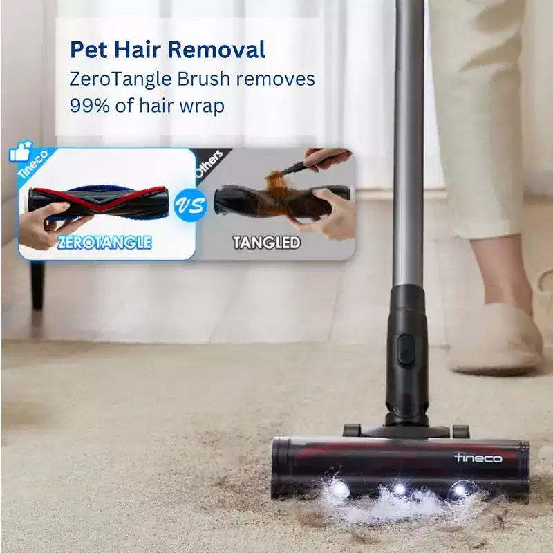 Tineco GO Pet Cordless Stick Vacuum with ZeroTangle Brush Technology Seafoam Green
