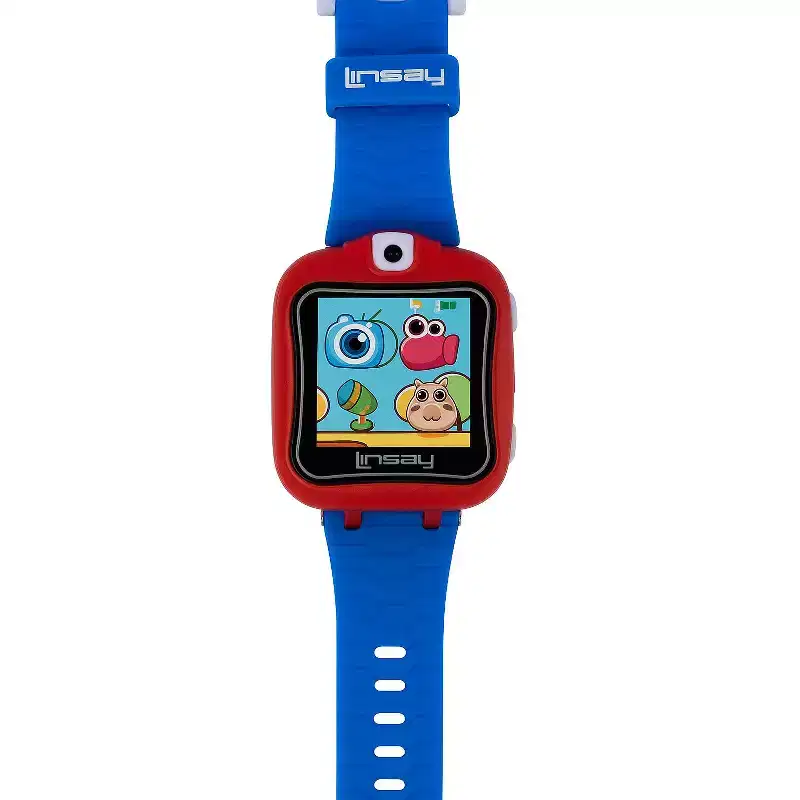 LINSAY Kids Smart Watch Blue Selfie Camera with HD 90 Degrees with Back Pack - Blue