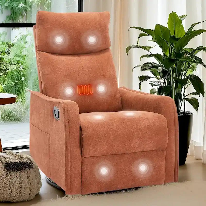 360 Swivel Rocker Recliner Chair with Massage and Lumbar Heating