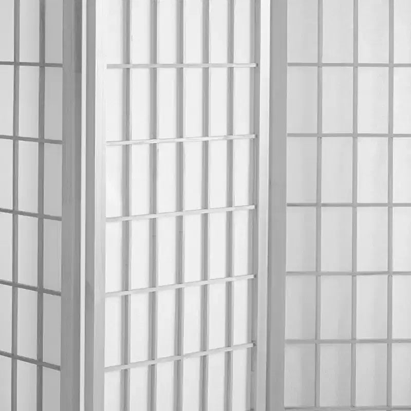 5 ft. Tall Window Pane Shoji Screen - White (5 Panels)