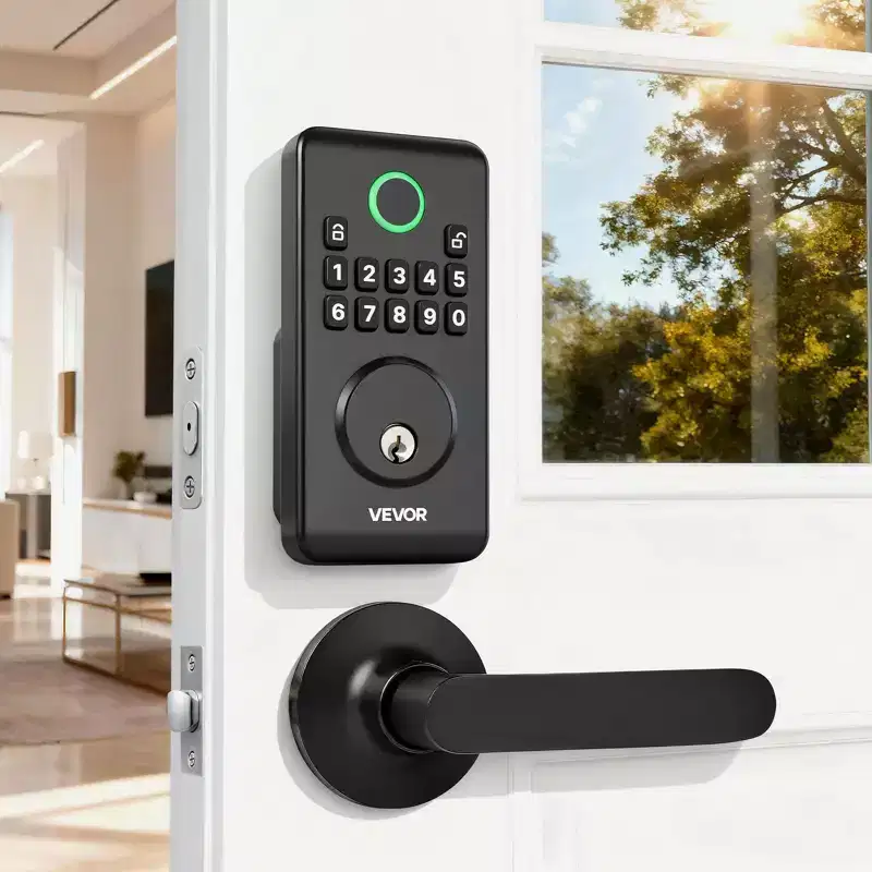 VEVOR Keyless Entry Door Lock with Handle Set, Electronic Keypad Deadbolt with Lever Handles, Pioneering Easy-Grip Design, Matte Black