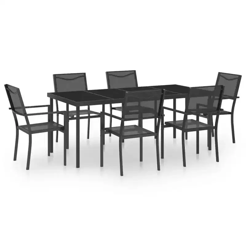 vidaXL Patio Dining Set Outdoor Table and Chair Conversation Set, Steel, 7-Piece, Anthracite