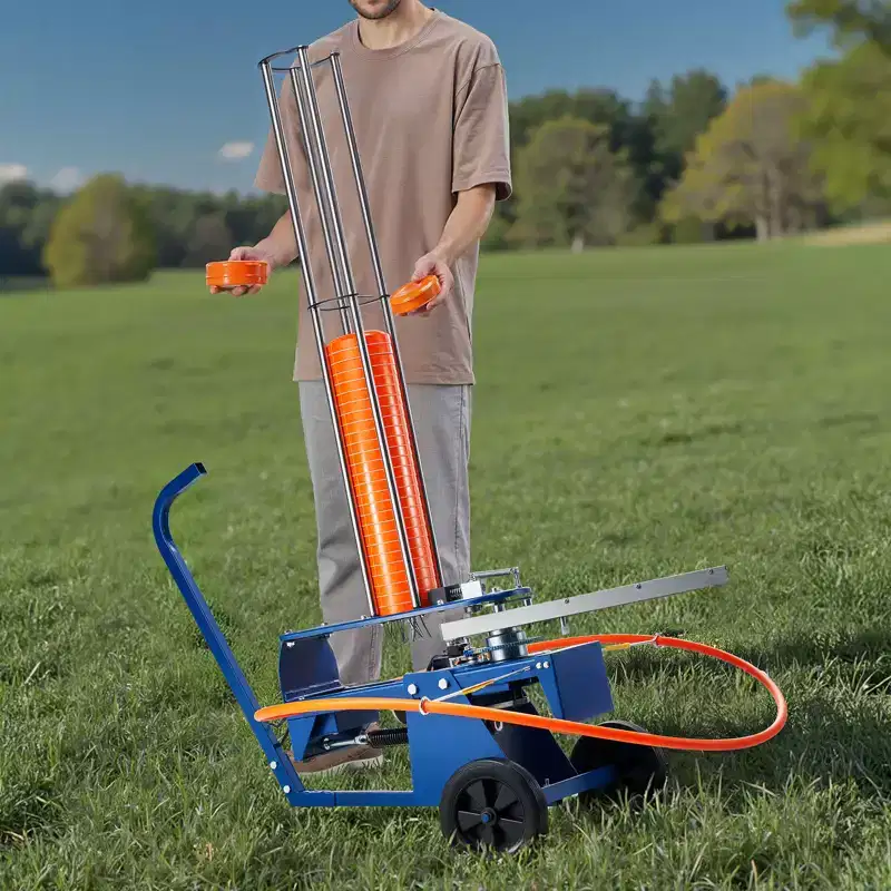 VEVOR Clay Thrower, 75-80 Clays Pigeon Thrower, 55+ Yards Automatic Skeet and Trap Launcher on Wheels - with Adjustable Angle,Blue