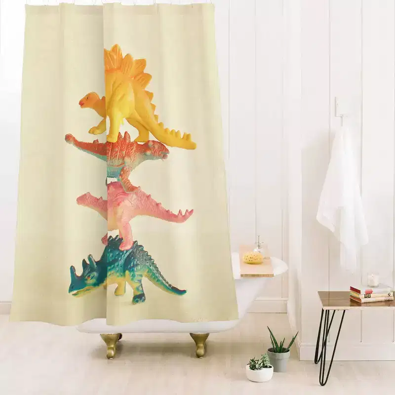 Deny Designs Kids' Cassia Beck Dinosaur Antics Shower Curtain