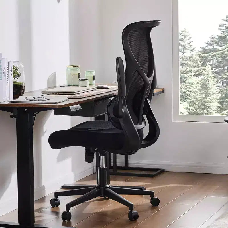 MAYEERTY Office Chair with Flip-Up Armrests Space-Saving Design Fits Under Desk