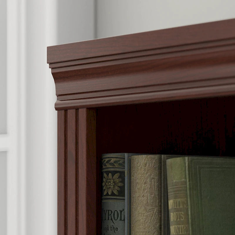 A five-tiered bookcase, two-piece set.