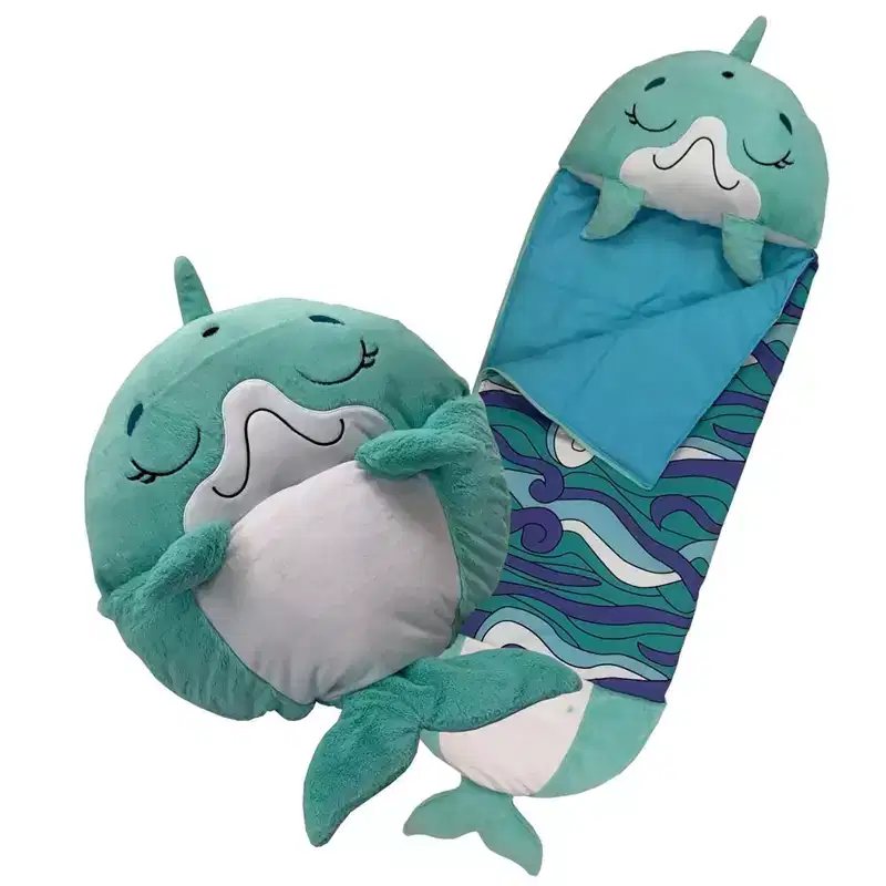 Happy Nappers: Pillow & Sleepy Sack: Medium - Dolphin Disco - 54 x 20, 2-In-1: Plush Animal Opens To Sleeping Bag, Soft Play & Nap Character, Kids 3+