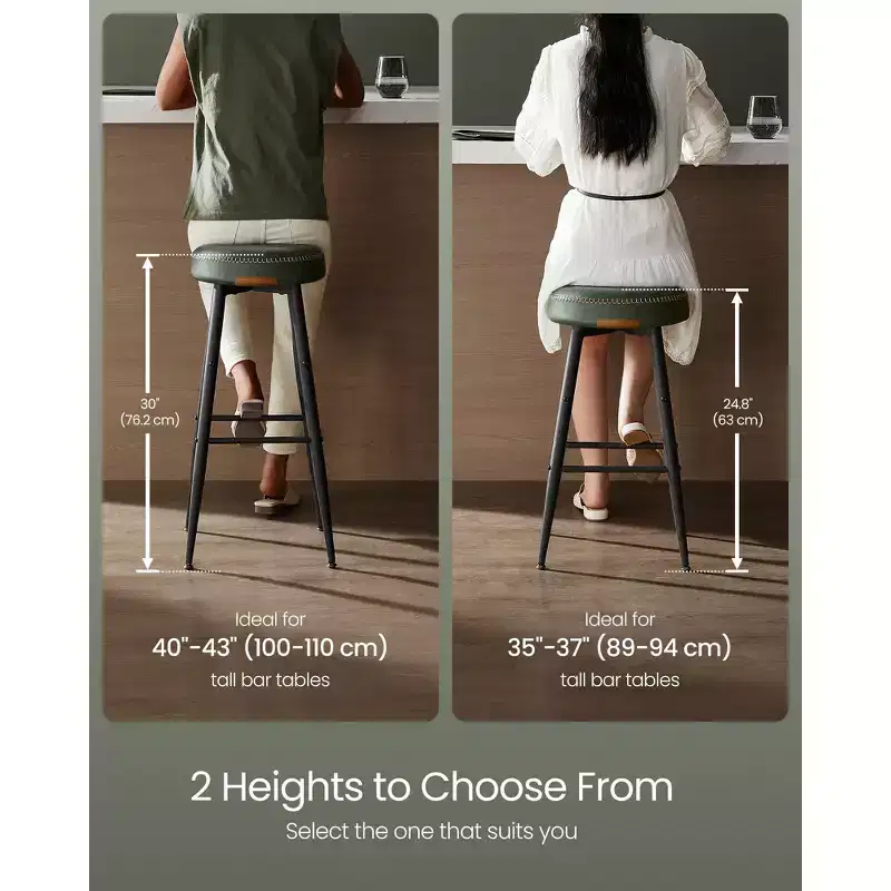 EKHO 24.8-Inch Tall Bar Chair Set of 2, Counter Height Bar Stools, Kitchen Counter Stools