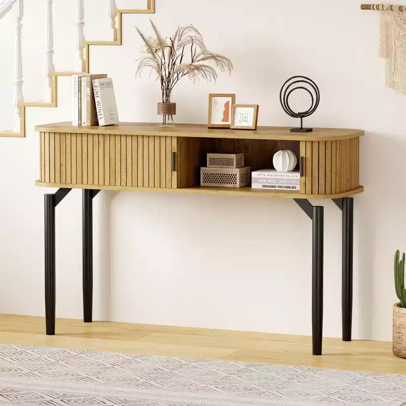 Console Table with Storage,Wood Sofa Table with Sliding Door,Entryway Table for Living Room,Couch,Hallway,Foyer