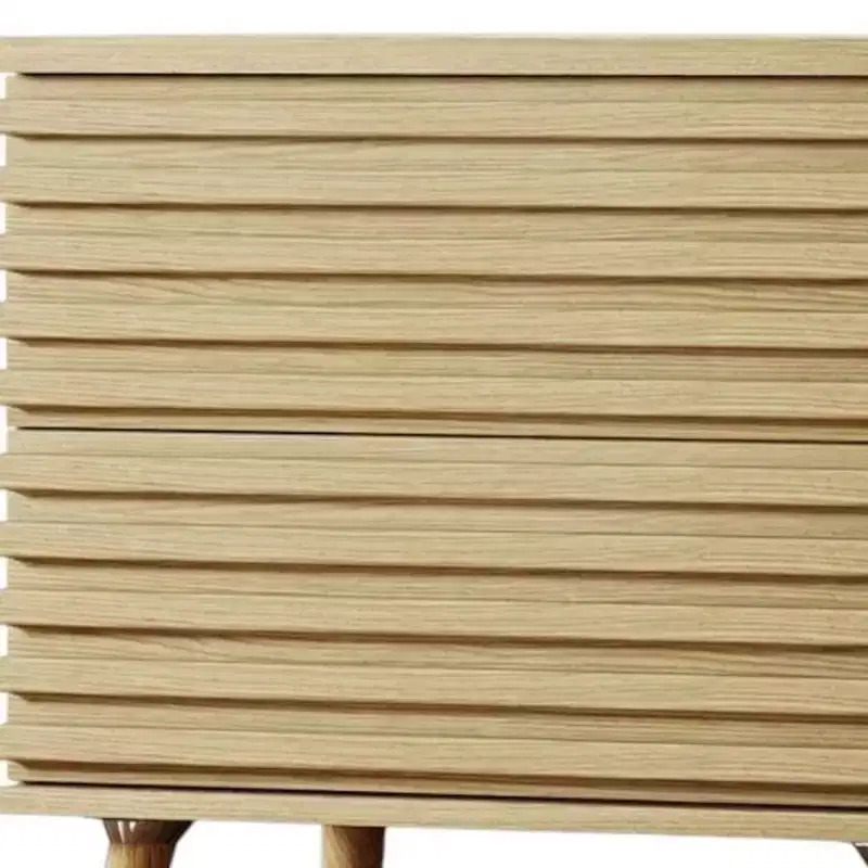 HomeRoots 23 Natural Solid Wood Ribbed Texture Two Drawer Nightstand