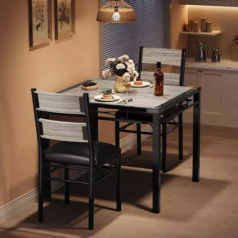TROPOW Dining Table Set , Dining Room Table Set with Corner Protector, Wood Kitchen Table and Chairs with Upholstered Chairs for, Kitchen Room