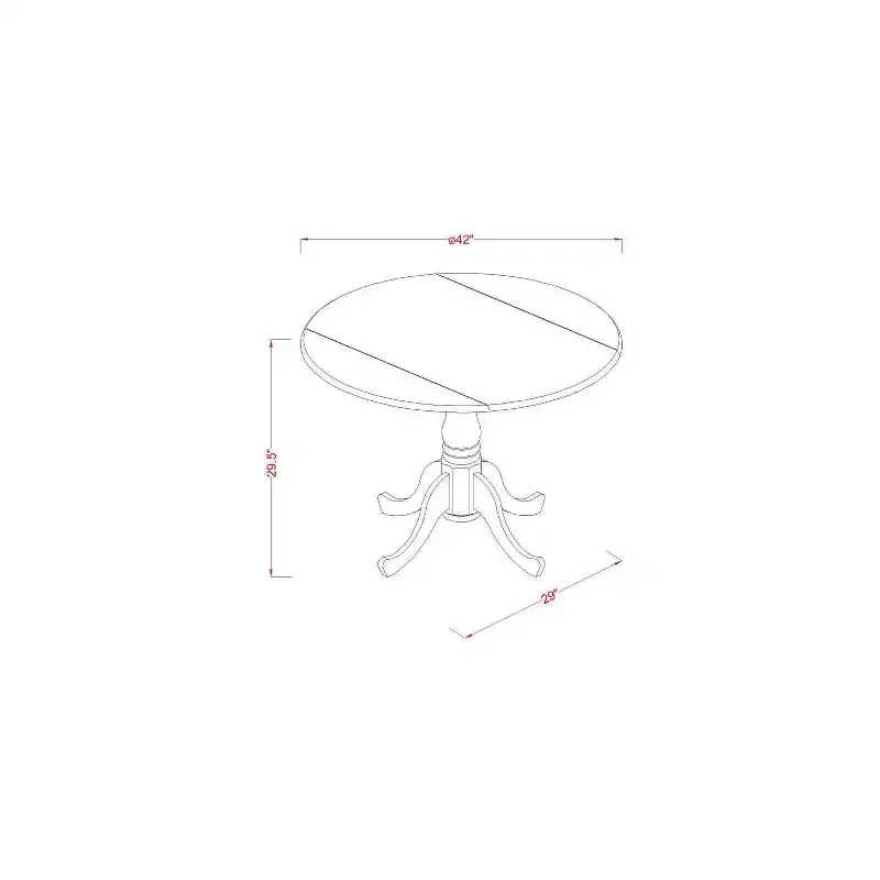 Round Kitchen Table Set 5pc 42 Table w/ Drop Leaves & 4 Parsons Chairs - Rustic Dining Set
