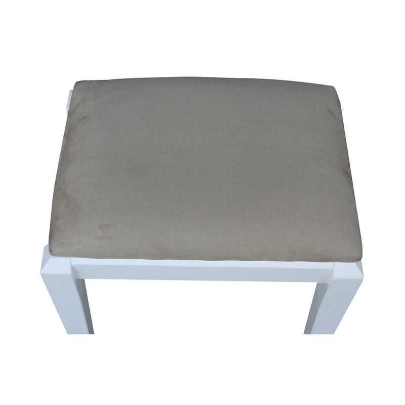 Solid Wood Vanity Table with Vanity Bench (Snow White Finish)