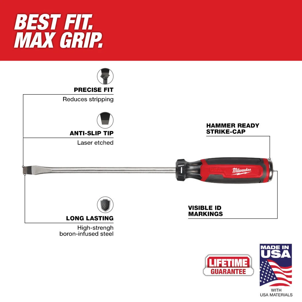 8-Inch Slotted Demolition Screwdriver Cushion Grip High Strength Steel