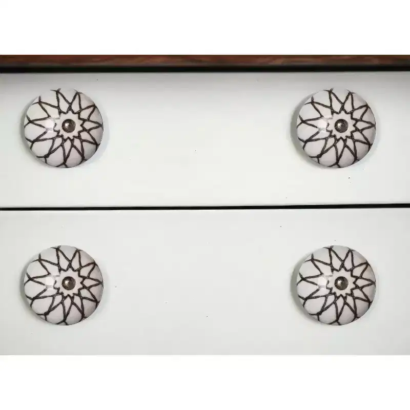 HomeRoots Set of Eight Brown Ceramic And Metal Drawer Pull Knobs