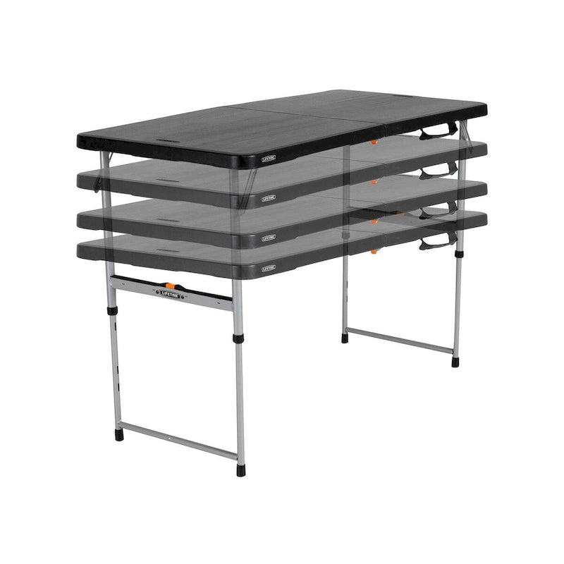 Lifetime 4-Foot Fold-In-Half Adjustable Table, Black (Light Commercial)