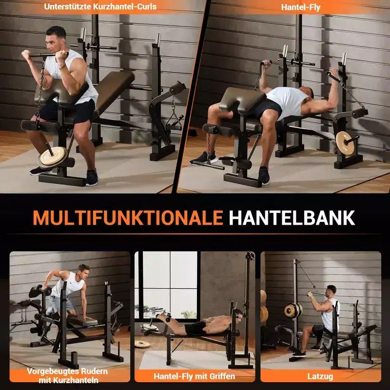 Multifunctional Folding Weight Bench, Adjustable Weight Bench Set with Leg Curler, Household Fitness Equipment