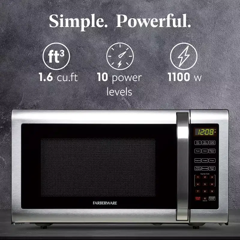 Farberware 1.6 cu. ft. Microwave Oven, Brushed Stainless Steel