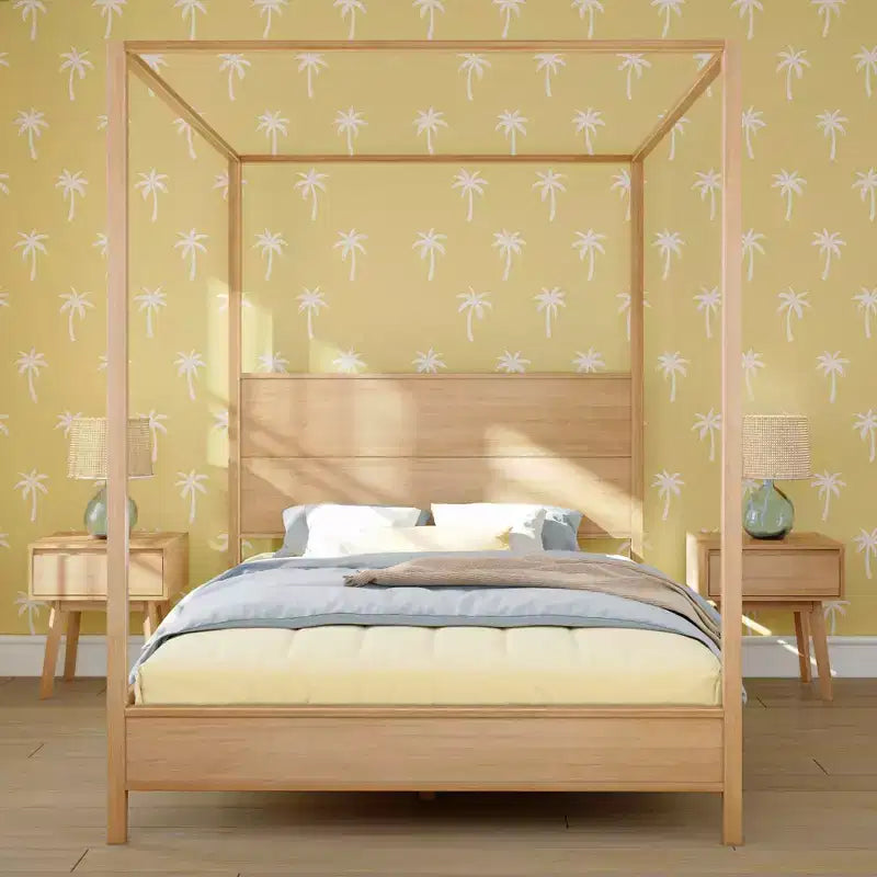 Haven Canopy Bed with Square Post and Wood Headboard (Queen)