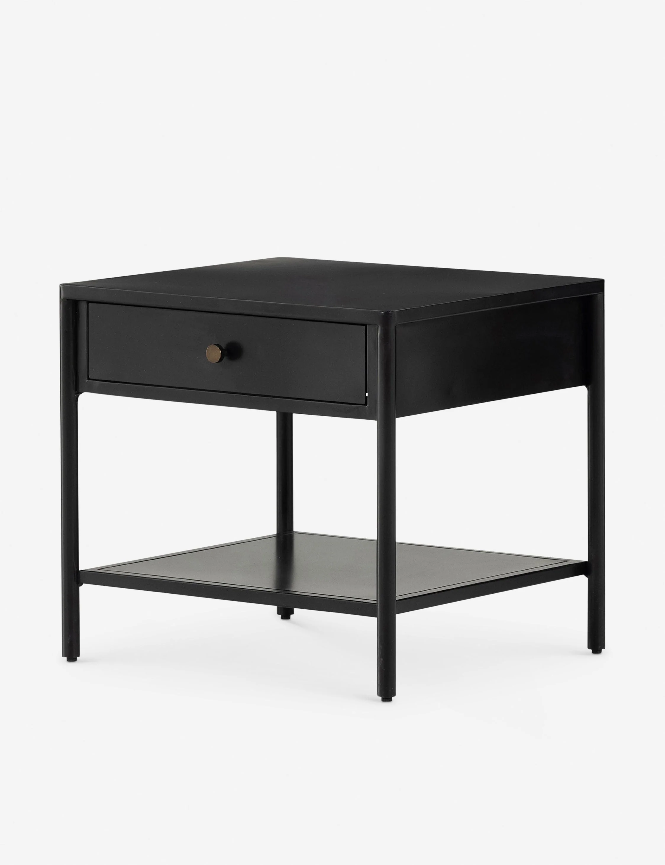 Table Blending sk style with industrial undertones, this black-finished iron side table casts a clean, spare silhouette with bronzed hardware for