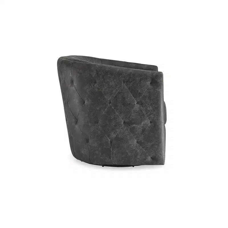 Signature Design by Ashley Casual Brentlow Swivel Accent Chair, Distressed Black