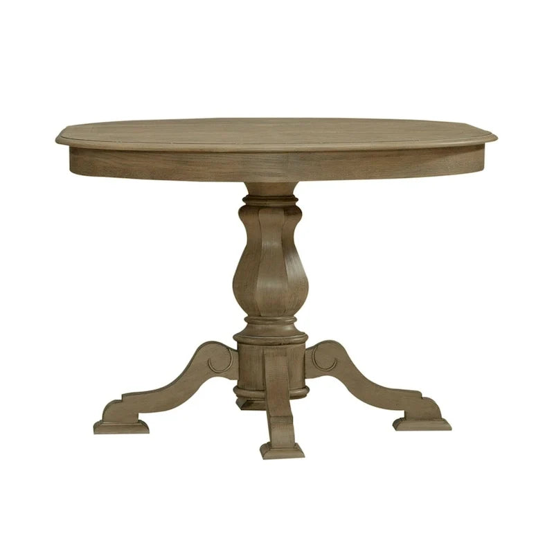 Magnolia Manor Round Pedestal Dining Table with Expandable Leaves - 2 Finishes