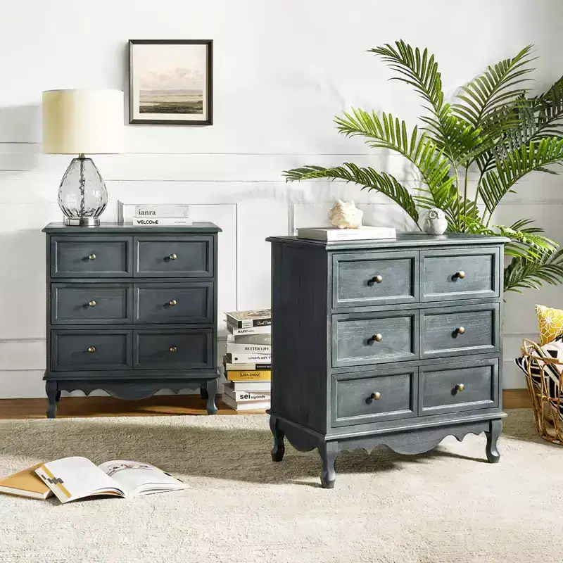 Set of 2 Galatea 32'' Traditional Solid Wood 3 - Drawer Accent Chest with Charging Station | HULALA HOME