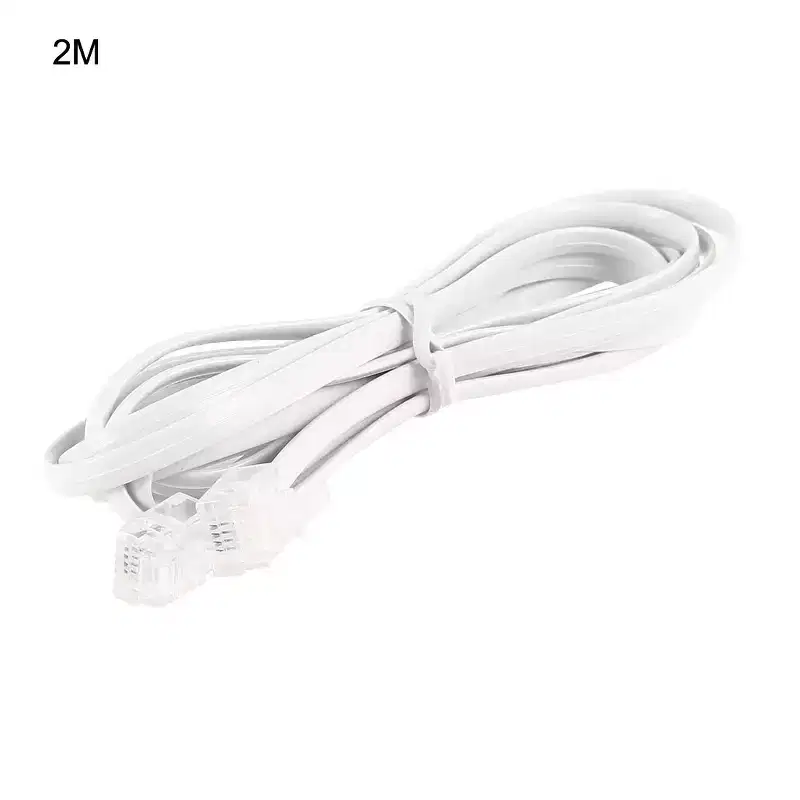 Unique Bargains 2M 6P4C RJ11 to RJ11 Modular Telephone Adapter Cable Phone Cord White