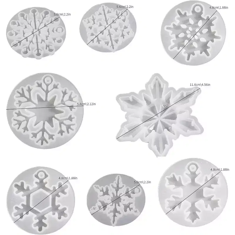 JDICTION 8-Pack Snowflake & Wave Spiral Silicone Molds for Resin Pendants, Keychains, Home Decor