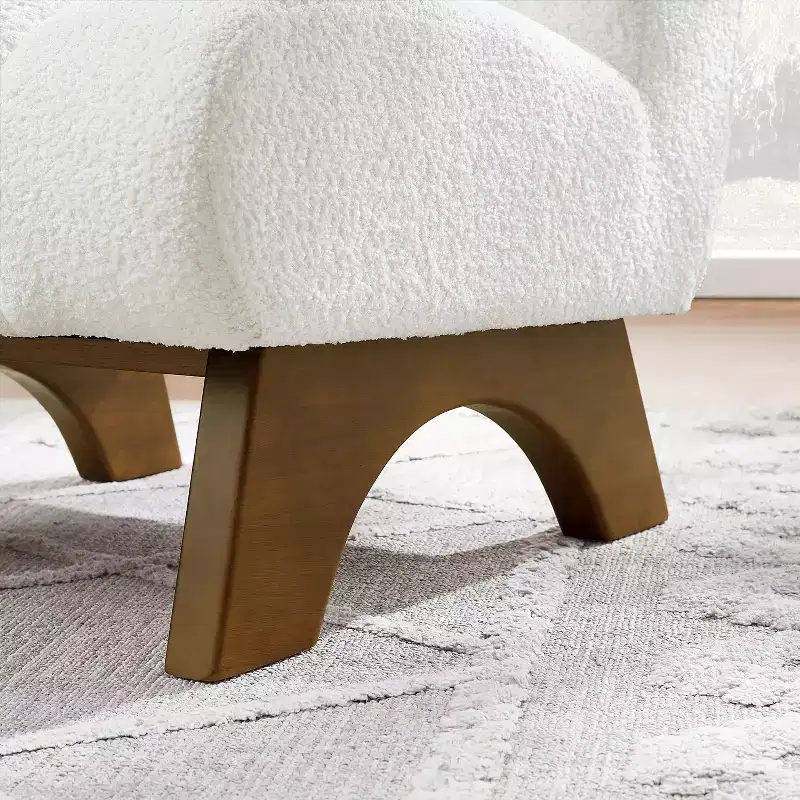 Art Leon Polar Fleece Fabric Upholstered Accent Slipper Chair with Rubber Wood Legs
