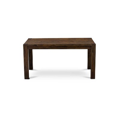 HomeStock 7-Piece Rectangle Distressed Jacobean Finish Solid Wood Top Dining Table with 6 Chairs