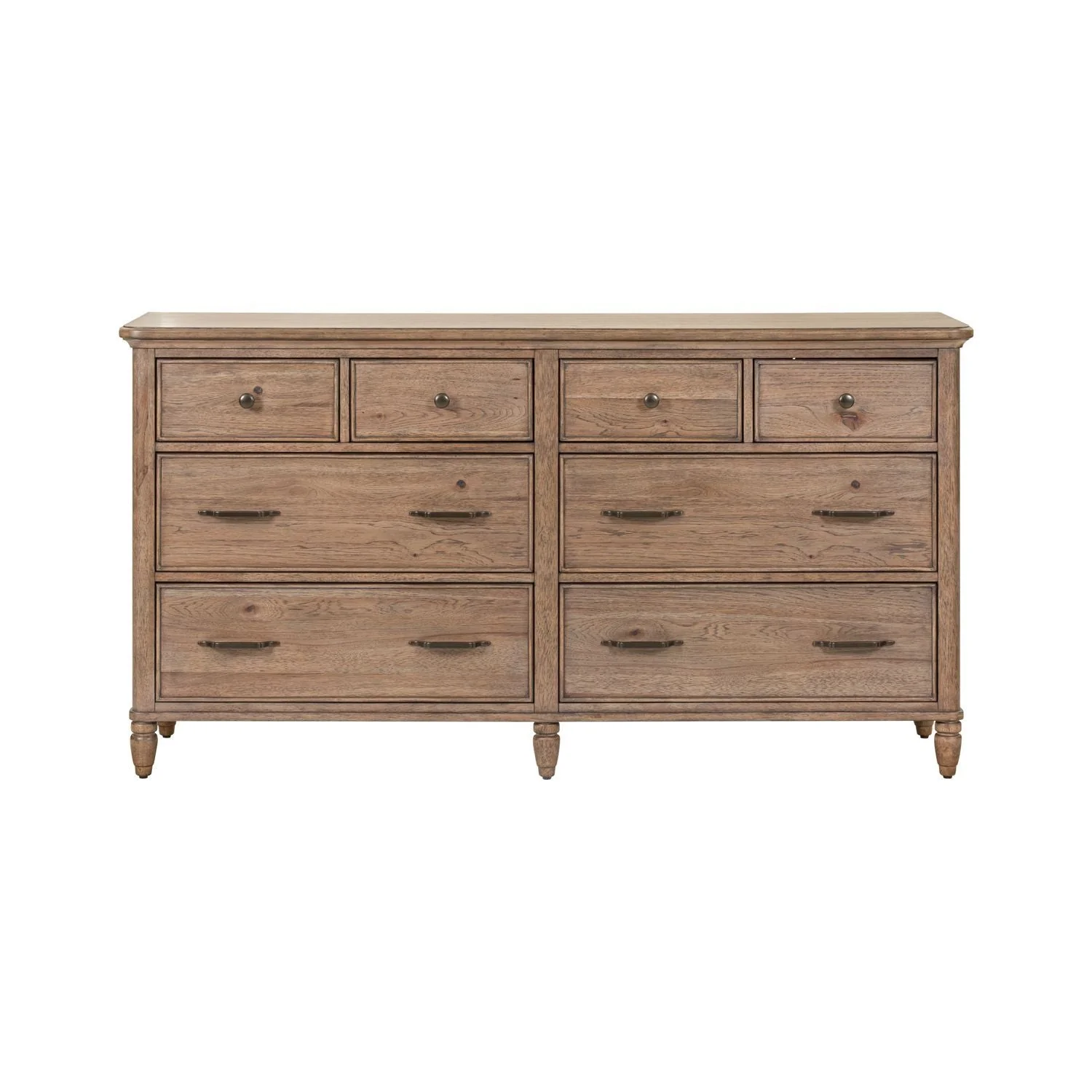 6 Chest Brown product Features Brass Bar Pull & Knob Hardware Simplified Step Moldings