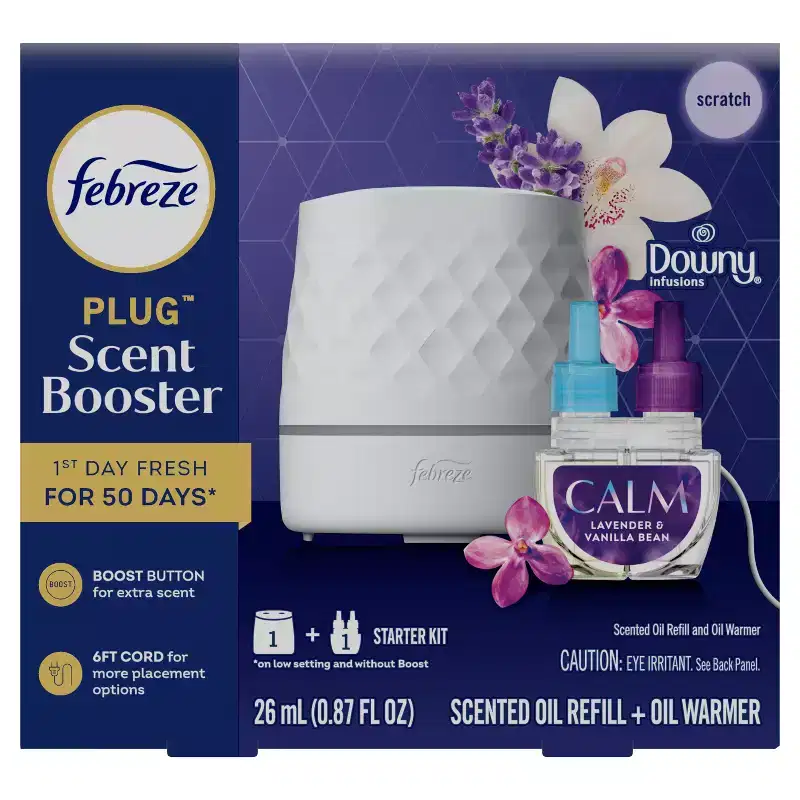 Febreze Plug Scent Booster Downy Calm Starter Kit - 0.87 fl oz/2ct: Electric, Oil, Air Freshener Holders