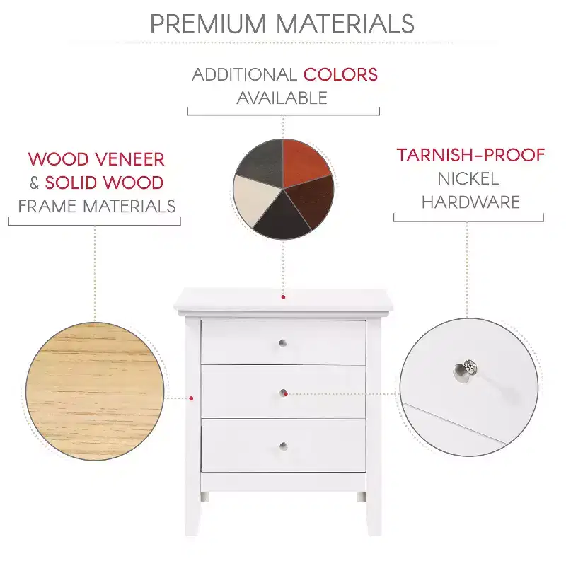 HomeStock Hammond Nightstand  26H x 24W x 18D , Drawer & Durable Oak Finish