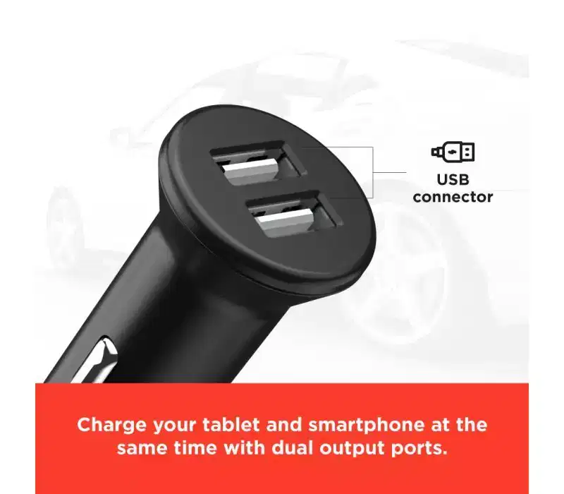RadioShack Two-Pack USB Car Charger 3.4A, Dual USB Ports For Fast Charging Smartphones, Tablets, and Devices, Compact Design for Cars and Road Trips