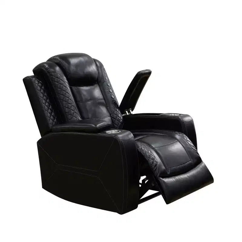 MAYEERTY Power Recliner Chair, Electric Breathable Leather Reclining Chair with USB Charging, Adjustable Backrest for Living Room, Black