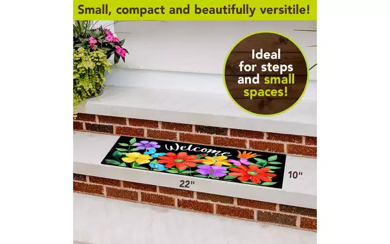 Briarwood Lane Whimsy Flowers Mini Mat 22x10 Indoor Outdoor Doormat