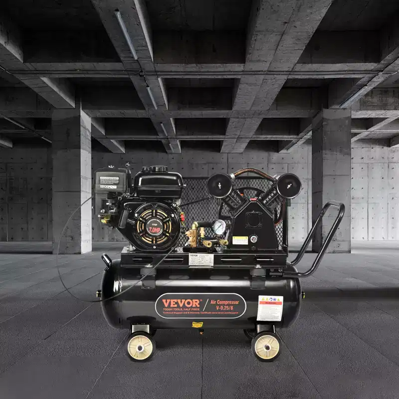 VEVOR 7HP Gas Powered Air Compressor, 13.2 Gallon Horizontal Air Compressor Tank, 9CFM@115PSI Gas Driven Piston Pump Air Compressed System
