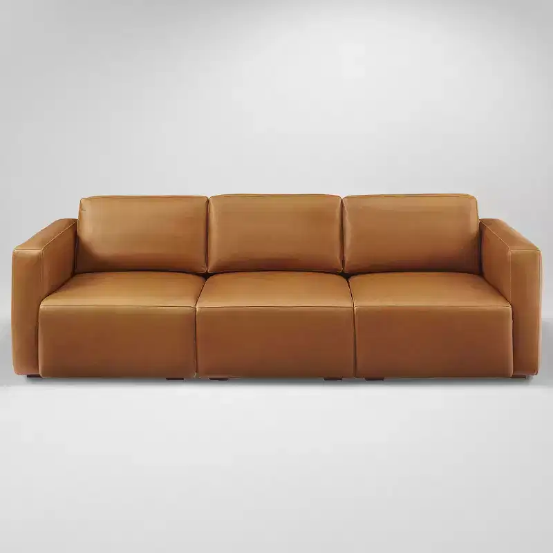 Art Leon Luxury Genuine Leather 3-Seater Modular Sectional Sofa Couch