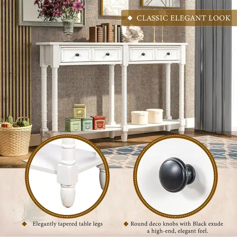 2-Drawer Console Table with Bottom Shelf