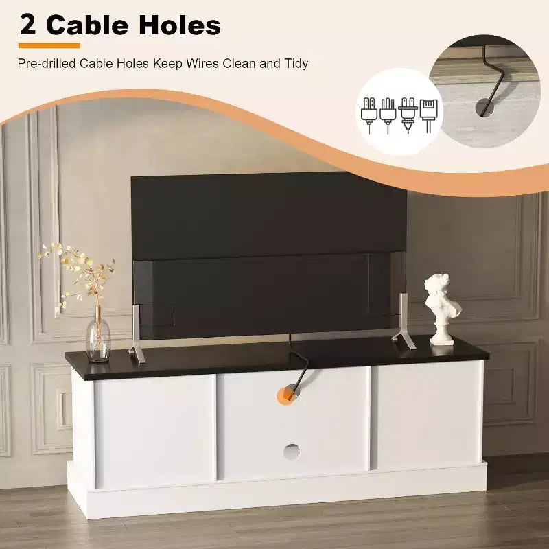 Modern Minimalist TV Stand,TVs Up to 65 Inches,Entertainment Center Console Table with Storage Cabinets and Shelves for Living Room