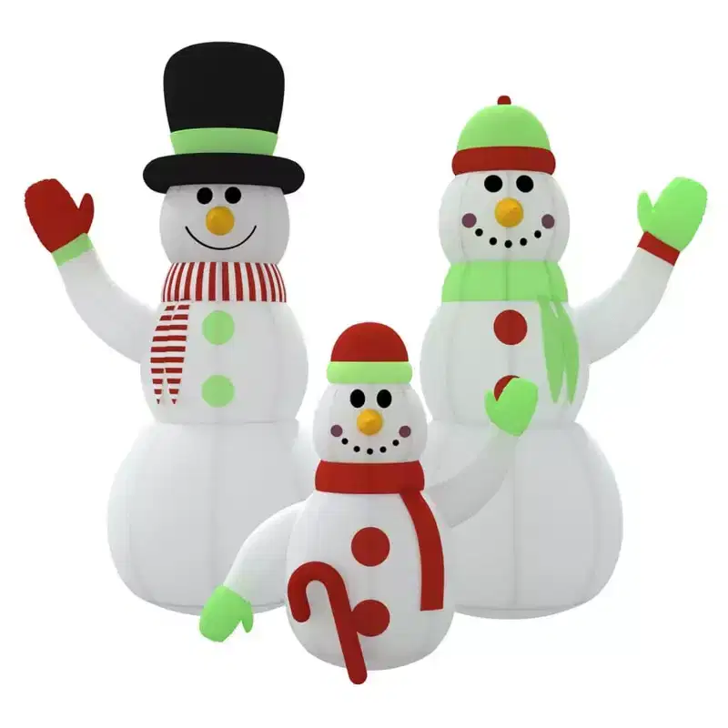 vidaXL Christmas Decoration Inflatable Snowman Family with LEDs Xmas Lighting